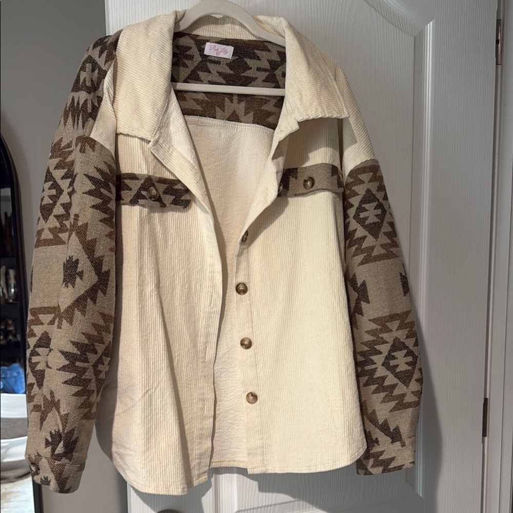 Pink Lily Cream and Brown western style Jacket
